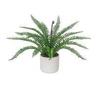 Oairse Fake Plants Indoor, Artificial Boston Fern Plant with Ceramic Pot | 40cm Decorative Faux Plant Potted Realistic Greenery for Home Office Bathroom Bedroom Desk Room Shelf Table Decoration