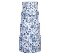 Oairse Gift Box with Lid Paper Gifts Jewelry Boxes Florist Hat Boxes Small Storage Box Set of 4 Assorted Sizes Decorative Cake Box for Gifts, Cake, Flowers, Crafting - Blue and White Porcelain