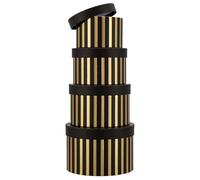Oairse Gift Boxes with Lids for Presents Gold and Black Striped Round Box for Flower Arrangements Set of 4 Nesting Gift Boxes Bulk for Bridesmaid, Proposal, Wedding, Birthday, Party Favor Graduation