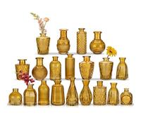 Oairse Glass Bud Vases Set of 20 Amber Glass Vase for Flowers Mini Vintage Bottle Vases for Floral Arrangements Decorative Small Vases in Bulk for Wedding Centerpieces Table Decoration Home Table