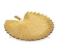 Oairse Gold Leaf Jewellery Tray Ceramic Trinket Dish Large Jewelry Plate Elegant Ring Holder Plate for Dresser, Vanity or Bathroom, Decotative Tray for Home Decor Thanksgiving Christmas Gifts