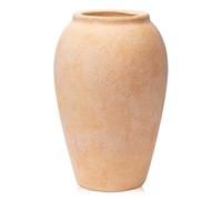 Oairse Handmade Flower Vase 25CM Tall Terracotta Vases, Vintage Ceramic Vase for Flowers Rustic Antique Vases Décor Wide Mouth Matte Finish for Home Office Resto Café Decoration