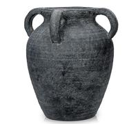 Oairse Handmade Flower Vase 30CM Tall Terracotta Vases Vintage Ceramic Vase for Flowers Rustic Antique Decor with 4 Handles Wide Mouth Matte Finish for Home Office Resto Café Decoration