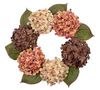 Oairse Hydrangea Artificial Wreath 50CM Spring Summer Wreaths for Front Door Mixed Color Flora Door Wreath All Year for Home Farmhouse Windows Porch Mantle Indoor Outdoor Decor