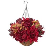 Oairse Hydrangea Sunflowers Artificial Flowers Fall Hanging Sunflowers Flowers Red Orange Fake Hydrangea Faux Plants Baskets Indoor Outdoor Decoration UV Resistant for Porch Patio Autumn Home Decor