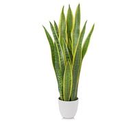 Oairse Large Artificial Snake Plant 73cm Tall Fake Snake Plant in White Pots Artificial Plants Indoor Decorative Faux Sansevieria for Home Office Balcony Patio Living Room Garden Decor