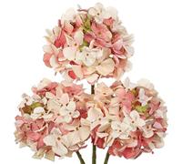 Oairse Pink Hydrangea Artificial Flowers, 19.6in Dried Textured Silk Hydrangea Flowers with Stems 3 Pcs Fake Flower Bouquet Faux Floral Stems Artificial Flower Bulk for Table Wedding Home Decor