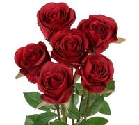 Oairse Red Artificial Roses 6PCS 18.9" Silk Rose Faux Flowers with Long Stems Realistic Fake Rose Bouquet for DIY Wedding Arrangements Table Vase Centerpieces Home Event Decor