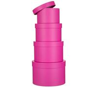 Oairse Round Gift Boxes with Lids Florist Hat Boxes for Arrangements Hot Pink Flower Box Set of 4 Nesting Gift Box with Lids for Flowers Arrangements Empty Bridesmaid Wedding Birthday Party Favor