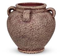 Oairse Rustic Ceramic Vase with Handles - Antique-Style Red Farmhouse Pottery Decorative Urn for Table Centerpiece, Mantel, Shelf, or Entryway Home Décor