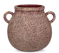 Oairse Rustic Ceramic Vase with Handles - Antique-Style Red Farmhouse Pottery Decorative Urn for Table Centerpiece, Mantel, Shelf, or Entryway Home Décor