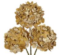 Oairse Sand Brown Hydrangea Artificial Flowers, 19.6in Dried Textured Silk Hydrangea Flowers with Stems 3 Pcs Fake Flower Bouquet Faux Floral Stems Artificial Flower Bulk for Table Wedding Home Decor