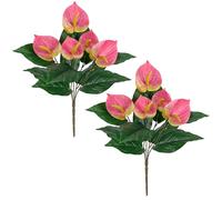 Oairse Set of 2 Artificial Anthurium Flowers 54cm Realistic Artificial Flowers Bouquet Fake Tropical Plant Flowers Silk Floral Arrangement for Home Bridal Wedding Festival Party Decoration - Pink