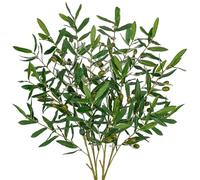 Oairse Set of 2 Artificial Olive Branch with Long Stem 93cm Fake Greenery Branches Stems with Fruit Faux Olive Leaves for Floral Arrangement for Vase Home Office Farmhouse Wedding Decoration