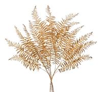 Oairse Set of 3 Artificial Gold Fern Stems 76cm Glitter Faux Fern Branches for Xmas Christmas Tree Decorations, Holiday Floral Arrangements, Wedding Centerpieces, Home and Party Decor