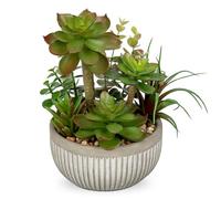 Oairse Small Artificial Succulents Plants Assorted Fake Plants in Cement Pots Fake Potted Plant Decorative Artificial Plants Indoor for Home Bathroom Kitchen Office Living Room Table Shelf Decor