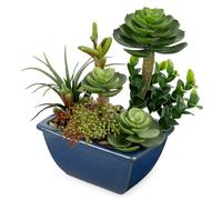 Oairse Small Artificial Succulents Plants Assorted Fake Plants in Ceramic Pots Fake Potted Plant Decorative Artificial Plants Indoor for Home Bathroom Kitchen Office Living Room Table Shelf Decor