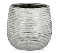 Oairse Vintage Ceramic Plant Pot with Drainage Hole 13CM Textured Indoor Flower Planter with Silver Accents, Decorative Round Pot for Succulents, Herbs, Snake Plant, Home Office Decor