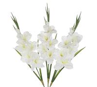 Oairse White Gladiolus Artificial Flowers 3 Pcs Silk Flowers with Stems Fake Flower for Vase Spring Summer Indoor Decoration Faux Florals Stems Fillers for Table Centerpieces, Wedding, Home Decor