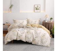 OAITE Duvet Cover Set Queen Size Floral Pattern 600 Thread Count Ultra Soft 100% Long Staple Cotton Bedding Duvet Cover Sets 3-PC, Breathable Duvet Cover with Zipper Closure & Corner Ties