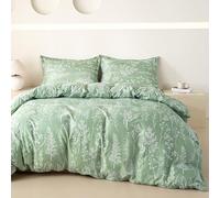 OAITE Green Duvet Cover Twin Size 3 Pieces Prewashed Cotton-Like Polyester Extra Soft Bedding Set, Includes 1 Duvet Cover 68x90 Inches with Zipper Closure & 2 Pillow Shams, Comforter Not Included