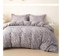 OAITE Grey Fallen Leaves King Size Duvet Cover-3 Pieces Prewashed Cotton-Like Polyester Soft Bedding Set, Includes 1 Duvet Cover 104''x90''with Zipper Closure & 2 Pillow Shams, Comforter Not Included