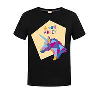 OAIXIUR Adley Merch Cotton T-Shirts for Girls Aged 3-13 Years(Black,8-9 Years