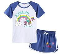 OAIXIUR Adley Prints Girls Pyjama Sets YouTube Gamer Merch Fashion Comfortable Shorts and Tops Tracksuits (Dodger Blue,6-7 Years)
