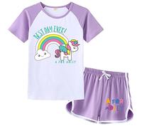OAIXIUR Adley Prints Girls Pyjama Sets YouTube Gamer Merch Fashion Comfortable Shorts and Tops Tracksuits (Violet,2-3 Years)