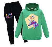 OAIXIUR Adley YouTube Merch Tracksuit Hoodie & Joggers 2Pcs Girls Outfit…(Kelly Green,8-9 Years