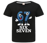 OAIXIUR Kids 67 Meme Cartoon T-Shirt Boys Girls Six Seven Pullover Top Tees (Black,7 Years)