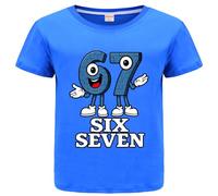 OAIXIUR Kids 67 Meme Cartoon T-Shirt Boys Girls Six Seven Pullover Top Tees (Dodger Blue,7 Years)