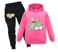 OAIXIUR Kids Foxy and Boxy Tracksuits Boys Girls Foxy and Boxy Hoodie and Joggers 2-piece Suits (Deep Pink-1,9-10 Years,9 Years,10 Years)