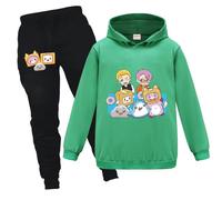 OAIXIUR Kids Foxy and Boxy Tracksuits Boys Girls Foxy and Boxy Hoodie and Joggers 2-piece Suits (Kelly Green-1,9-10 Years,9 Years,10 Years)