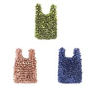 Oaiyeie 3PCS Magic Stretch Bag Pleated Bag,Portable Foldable Handheld Pleated Bag, Reusable Grocery Bags (3PCS-A)