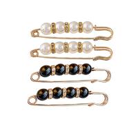 Oaiyeie Fancy Rhinestones Pearls Safety Pin Brooch, Pearl Brooch Pins, Sweater Shawl Crystal Clip, for Women Girls Clothing Accessories (White+Black,4pcs)