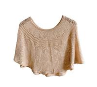 Oaiyeie Knitted Sun-proof Shawl, Lace Appliques Shawls, Ice Silk Hollow-out knitted shawl, Capelets for Women (Beige)