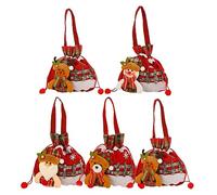 Oaiyeie Snowman Doll Bag,Christmas Drawstring Gift Bags,Reusable Fabric Xmas Favor Bags,Christmas Decoration Gift Bag for Party and Birthday (5pcs-a)