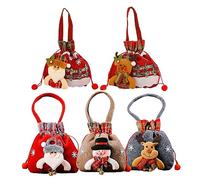 Oaiyeie Snowman Doll Bag,Christmas Drawstring Gift Bags,Reusable Fabric Xmas Favor Bags,Christmas Decoration Gift Bag for Party and Birthday (5pcs-b)