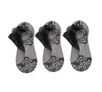 Oaiyeie Ultra-Thin Lace Mesh Ankle Socks, Hollow Ruffle Non Slip Socks, Ladies Fashion Lace Socks (3pairs-Black)
