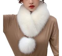 Oaiyeie Winter Thicken Soft WarmImitation Fur Scarf,Winter Soft Neck Furry Scarves,Artificial Wool Bib Women Scarf Fur Collar,Fur Collar Scarf for Women (White)