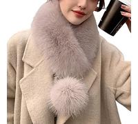 Oaiyeie Winter Thicken Soft WarmImitation Fur Scarf,Winter Soft Neck Furry Scarves,Artificial Wool Bib Women Scarf Fur Collar,Fur Collar Scarf for Women (Khaki)