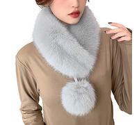 Oaiyeie Winter Thicken Soft WarmImitation Fur Scarf,Winter Soft Neck Furry Scarves,Artificial Wool Bib Women Scarf Fur Collar,Fur Collar Scarf for Women (Gray)