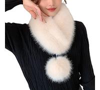 Oaiyeie Winter Thicken Soft WarmImitation Fur Scarf,Winter Soft Neck Furry Scarves,Artificial Wool Bib Women Scarf Fur Collar,Fur Collar Scarf for Women (Beige)