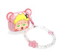 OAJ for AirPods 4, Cute Cartoon Earphone Case,Protective Silicone Cover with Adorable Sad Expression, Valentine's Day Gift Anti-Scratch Shockproof Headphone Case (Pink)