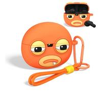 OAJ for JBL Vibe 200TWS/JBL Vibe Beam/Beam 2 Case, Funny Ugly “face 3D Cartoon, Soft Silicone for JBL Earbuds Case Cover with Keychain and Lanyard(Orange)