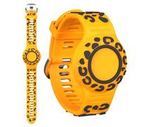OAJ Waterproof Silicone Wristband Compatible with AirTag 1st/2nd Gen for Kids, Adjustable Hidden Bracelet Tracker Case, Anti-Lost Child Safety Accessory, Cute Leopard Style