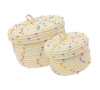 OAJABBGE 2 Pieces Sturdy Cotton Rope Storage Baskets With Lids Portable Accessory For Organizing Craft Supplies And Snacks