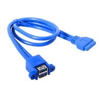 OAJABBGE 30/50cm 2 Ports USB3.0 Female Back Panel To Motherboard 20pin Header Connector Cable Adapter With Screws Hole