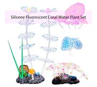 OAJABBGE 4Pcs Fluorescence Corals Grass Aquariums Accessories Landscape Decors For Safe Fishtanks Environment Life Like Water Plant